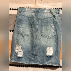 Medium Wash Denim Distressed Pencil Straight Jean
